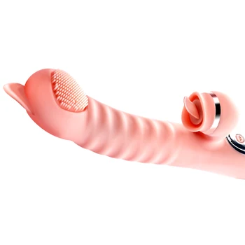 Naujas Teleskopinis Rabbit vibratorius moterims Liežuviu Išlaižyti Klitorio stimuliatorius Auto Šildymas G spot Vibratorius Suaugusiųjų Sekso žaislai