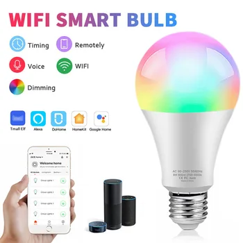 WiFi Smart Lemputė E27 2700-6500K RGB+Cool Baltas+Šiltai Balta Smart Home Lemputė Dirbti Su 