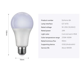 WiFi Smart Lemputė E27 2700-6500K RGB+Cool Baltas+Šiltai Balta Smart Home Lemputė Dirbti Su 