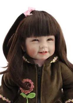 22inch 55cm Tailandas mergina lėlės gyvas kūdikis reborn bonecas ilgi plaukai su dantų geriausi mergaičių žaislai