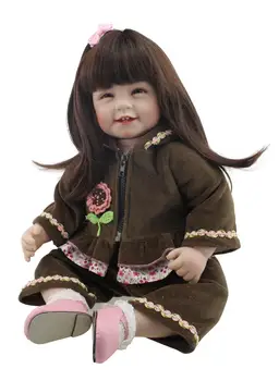 22inch 55cm Tailandas mergina lėlės gyvas kūdikis reborn bonecas ilgi plaukai su dantų geriausi mergaičių žaislai