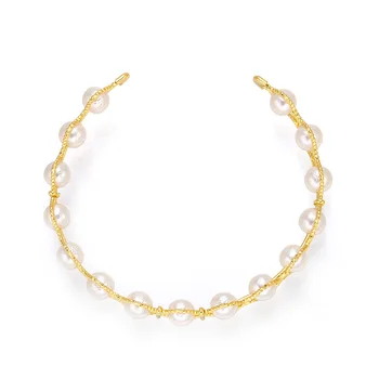 ZHUKOU 2021 NAUJŲ Perlų moterų apyrankė aukso spalvos elegantiškas banga dvigubo sluoksnio bangle apyrankės su perlų karoliukus, bižuterijos didmeninė
