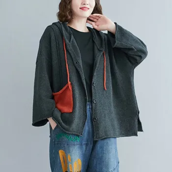 Negabaritinių Moterų Megzti Megztinis Dangomis, Naują Atvykimo 2020 M. Rudens Žiemos Korėjos Vintage Stiliaus Prarasti Moterų Atsitiktinis Megztinis S2371