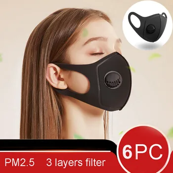 6vnt Unisex Daugkartinio naudojimo apsauga nuo dulkių Dulkių Kd2.5 Kaukė Migla Taršos Respiratorius Padengti Facemask, su Filtrais Medvilnės Veido Kaukė Masque