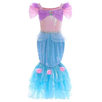 Little Girl Dress Helovinas Fancy Princesė Kostiumas Vaikams Nuslėpti Undinė Gimtadienio Frocks Drabužius Vasarą Vaikai Suknelė Iki