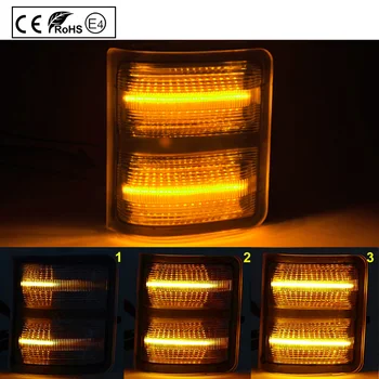 2XClear Dinaminis LED Šoninis Veidrodis Gabaritinis Žibintas Posūkio Signalo(Amber)LED Veikia apšvietimas(baltas), 