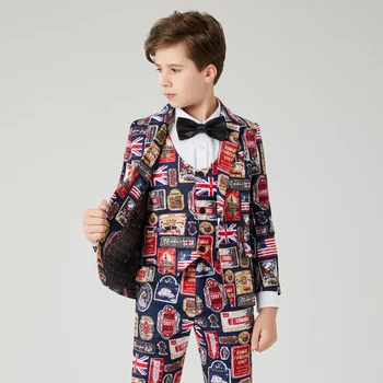 Aukštos kokybės vestuvių kostiumai berniukams Tuxedos Vaikų kostiumas Gėlių mergaitė Tuxedos kostiumas šalis kostiumas 3 vnt Vaikų spausdinti kostiumas