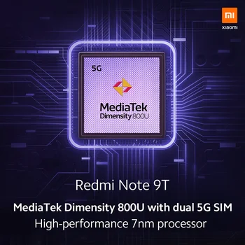 Sandėlyje Pasaulio Versija Xiaomi Redmi Pastaba 9T 9 T 5G 4 GB RAM, 64 GB ROM Mobiliojo Telefono Dimensity 800U 48MP Triple Kamera 5000mAh NFC