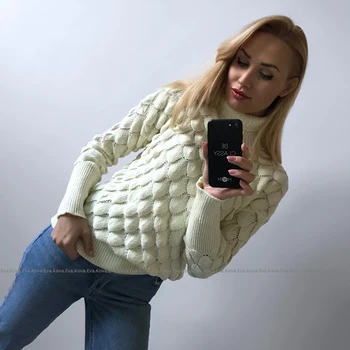 Hirsionsan Žiemos Džemperis Moterims 2019 Tuttleneck 3D Plunksnų Megztų Megztinių Moterų Minkštas Tirštėti Šiltas Megztinis Atsitiktinis Traukti Femme