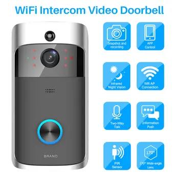 Domofonas Namų durų skambutį Kamera, 1080P Vaizdo WiFi Telefonas Durų Bell WIFI Doorbell Butų IR Signalizacijos Belaidžių Apsaugos, IP Kameros