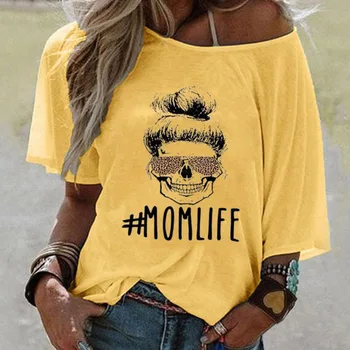2020 m. Europoje ir Amerikoje, Populiarus Kaukolė Atspausdintas T-shirt Moterims trumpomis Rankovėmis Atsitiktinis Marškinėliai Moteriška Marškinėlius Vasaros Camiseta Mujer