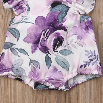 Kūdikių Naujagimiui Merginos Medvilnės Romper Rankovių Gėlių Komplektus Jumpsuit Sunsuit 0-24M