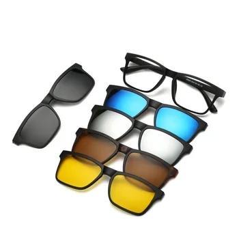 Naujas 5+1 retro poliarizuota trumparegystė įrašą prekės akiniai nuo saulės, akinių rėmeliai su clip akiniai nuo saulės vyrams, moterims, akiniai magnetinio įrašo