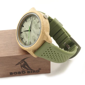 BOBO PAUKŠČIŲ Bambuko Vyrai Žiūrėti Atsitiktinis Moterų Kvarcinis Laikrodis Silikoninė Juosta reloj mujer marca famosa