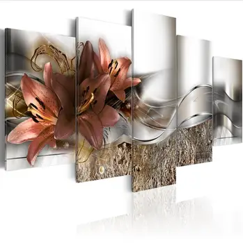 Mados Sienos Meno Tapybos Drobės 5 Vnt Mangnolia Gėlė, Orchidėja, Gėlių Modernių Namų Apdailos,Pasirinkti Spalvą Ir Dydį, Be Rėmelio