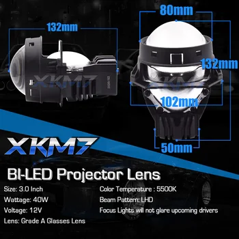 Bi-LED Lęšiai, Skirti priekinis žibintas 3,0 colių Tiuningas, Automobilių Universalus Projektorius Angel Eyes Objektyvas 40W 5500K Šviesos Rinkinys, Priedai, Modifikuoti LHD