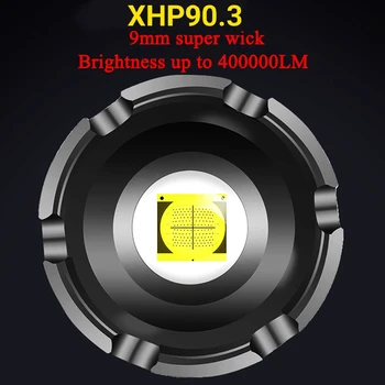 400000 LM XHP90.3 Galingas LED 18650 Žibintas įkraunamas led žibintų usb zoom galvos žibintuvėlis šviesos XHP90 super šviesus žibintas