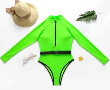 Cikini 2020 Naujas Moterų Seksualus Mados Liuminescencinės ilgomis Rankovėmis Bikini Kostiumas Aukšto Juosmens Vienas Gabalas Paplūdimio Push Up Brazilijos maudymosi kostiumėlį