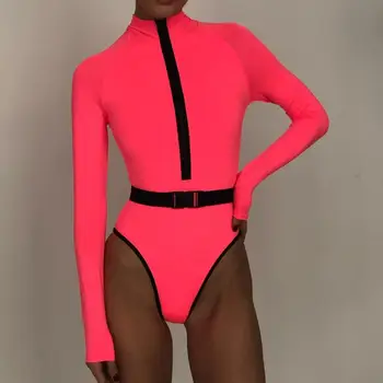 Cikini 2020 Naujas Moterų Seksualus Mados Liuminescencinės ilgomis Rankovėmis Bikini Kostiumas Aukšto Juosmens Vienas Gabalas Paplūdimio Push Up Brazilijos maudymosi kostiumėlį