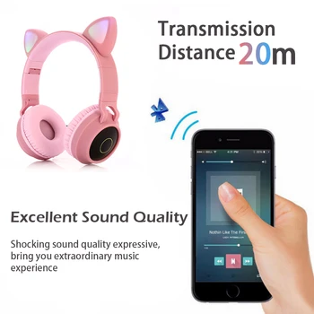KUULAA Naujas LED Kačių Ausų Triukšmo Panaikinimo Ausines Bluetooth 5.0 Jauni Žmonės, Vaikai laisvų Rankų įranga Parama TF Kortelę 3,5 mm Kištuką Su Mikrofonu