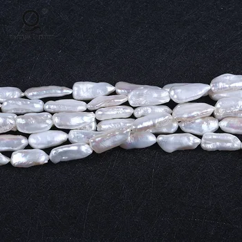 Natūralus Baltas Tiesiai-Gręžtiniai Nereguliarus Biwa Gėlavandenių Perlų String Papuošalai Priėmimo