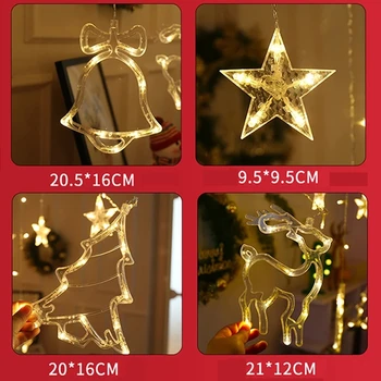 220V LED Užuolaidų String Žibintai Pasakų Girliandą Briedžių Bell Kalėdų Žvaigždė Papuošalai Namuose Naujųjų Metų Kalėdų Eglučių Papuošalai Navidad