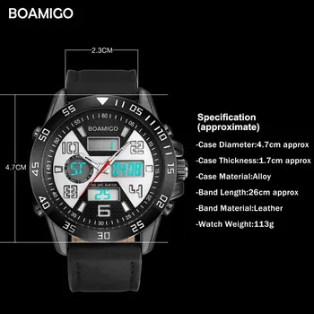 Vyrų Sporto Laikrodžiai BOAMIGO Prekės ženklo Laikrodžiai Vyrų Mados Kvarciniai Laikrodžiai 30M atsparus Vandeniui LED Skaitmeninis Laikrodis Relogio Masculino