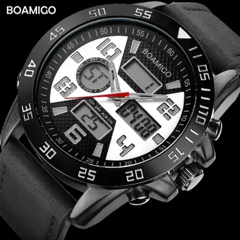 Vyrų Sporto Laikrodžiai BOAMIGO Prekės ženklo Laikrodžiai Vyrų Mados Kvarciniai Laikrodžiai 30M atsparus Vandeniui LED Skaitmeninis Laikrodis Relogio Masculino