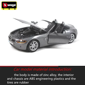 Bburago 1:24 BMW Z4 liejimo modelio automobilių lieti automobilio modelis, modeliavimas, automobilių apdailos surinkimo dovana žaislas