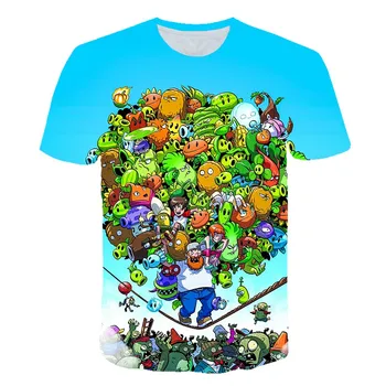 Nauji Augalai vs Zombies Anime Peashooter SAULĖGRĄŽŲ Viršų 3d Spausdinimo Marškinėlius Vaikų Vasaros Drabužių Berniukų T Marškiniai Mergaitėms, Hip-Hop Streetwear