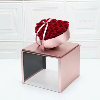 Panorama meilė Širdies skaidrus akrilo rožių Žiedų dėžutė Valentino Diena Floristas, Dovanų Dėžutės