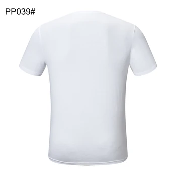 Mados vientisos Spalvos marškinėliai Vyrams Sporto trumparankoviai marškinėliai Viršuje Gatvės Hip-hop Stiliaus 3D Atspausdintas Plein Kaukolė T-shirt Trumpas