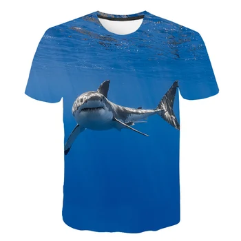 Vasaros 3D Aštri Ryklys, vaikams, sportinius Marškinėlius, Mėlynos Jūros Žuvų berniukų ir mergaičių T Shirts Svajinga T Shirts Naujo Dizaino Tees Viršūnes Dropshipping