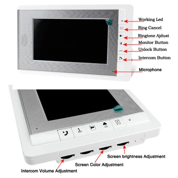 Namų Domofonas Vaizdo Duris Telefono RDA Kamera Prieigos Kontrolės Sistema, su 2 Monitorius 7