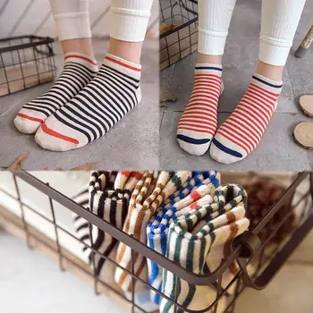 2017 naujas 10 vnt = 5 poros Korėja retro stiliaus juostele seklių burną moterų kojinės mados medvilnės moterų kojinės šlepetės