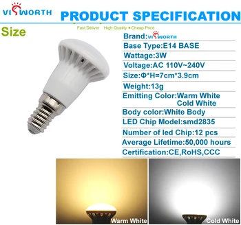 10vnt/daug E14 LED Lemputės 3W Lempos Lampada LED Lemputės SMD2835 Žvakių Apšvietimo Šilta Šalta Balta Ac 110V, 220V 240V Namų