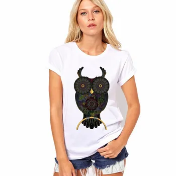 Mados Pelėda Gyvūnų Modelio moteriški Medvilniniai marškinėliai Atsitiktinis Trumpas Rankovės Vasaros marškinėliai Topai