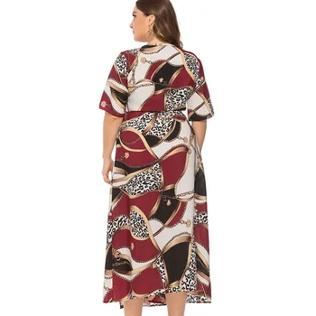 Miaoke Vasaros Plus Size ilgai Spausdinti Šifono suknelė moterims Aukštos Kokybės Drabužių Mados plius dydis derliaus elegantiškas boho paplūdimio suknelė