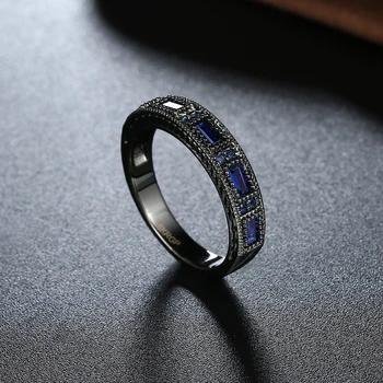 Unikalaus Dizaino papuošalai Deep blue Kubinis Cirkonis žiedai Moterims Juoda Ginklą Šalis Žiedo dydis 6 7 8 R2010