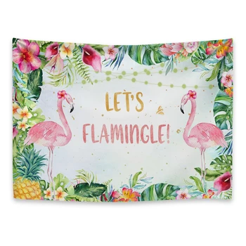 Tegul Flamingle Fone Vasaros Tropinių Gėlių, Palmių Nuotrauka Fone Havajų Stiliaus Flamingo Gimtadienio Kūdikių Dušas Šaliai Dekoro