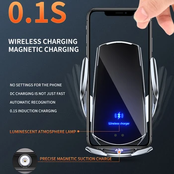 Automatinė Belaidžio Kroviklio Magnetinio USB Car Mount Qi Greito Įkrovimo Telefono Turėtojas Oro Angos iPhone 12 11 XS X 8 