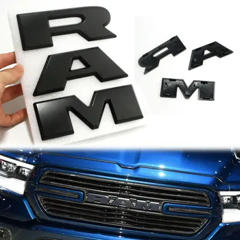 3D RAM Laiškai 2019 Ram 1500 Priekinės Grotelės Emblema Matinė Juoda ABS Lentele