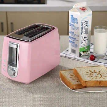 2vnt duona, mini darbalaukio pusryčiai skrudintuvas, rožinės ir baltos spalvos šypsena modelis skrudintuvas