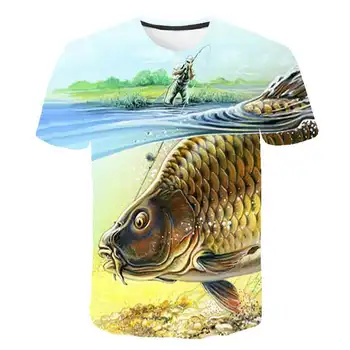 2020 metų Vasaros vėliau kaip žuvys, Lauko T-shirt vyras cool 3D spausdinimo žvejybos vyrai trumpas viršūnes 0collar atsitiktinis vyrų žvejybos t-shirt