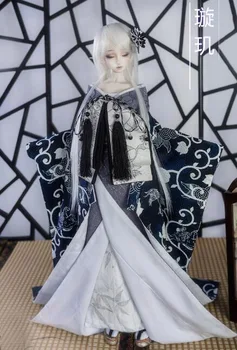 Japonų Stiliaus švelnus vėjo Tamsiai mėlynas Kimono 1/3 1/4 1/6 Dėdė Berniukas Mergaitė SD MSD YOSD BJD Doll Drabužiai