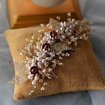 Rankų darbo Perlai Nuotakos plaukų segtukai Hairbands su auskaru Gėlių Brides Hairbands Vestuvių Plaukų Aksesuaras