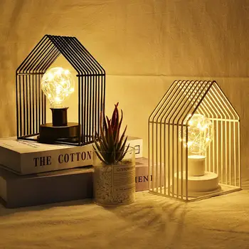 LED Šviesą Geležies Meno Stalo Lempa Naktį Šviesos Kūrybos Naktiniai staleliai, Lempa Naktį Lempa Kambarį Namo Apdaila Lampe De Chevet