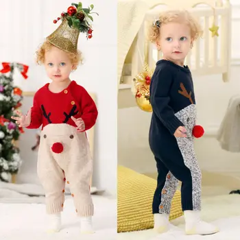 Pudcoco 2019 Naują kalėdų kūdikis berniukas mergaičių romper ilgomis rankovėmis kūdikiams naujagimiui animacinių filmų elnias romper pirmąjį kūdikį, Kalėdos drabužiai