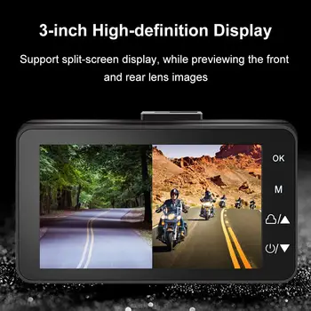 1080P HD Motociklas, Dual Camera DVR Brūkšnys Cam Vandeniui Naktinio Matymo Priekiniai/Galiniai Objektyvas 3 Colių Ekranas Ekranas Diktofonas Motociklas