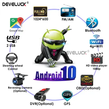 Android 10.0 2Din Automobilio Radijo Multimedia vaizdo Grotuvas 